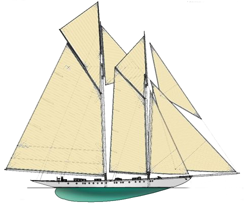 Artists' impression of the finished schooner.